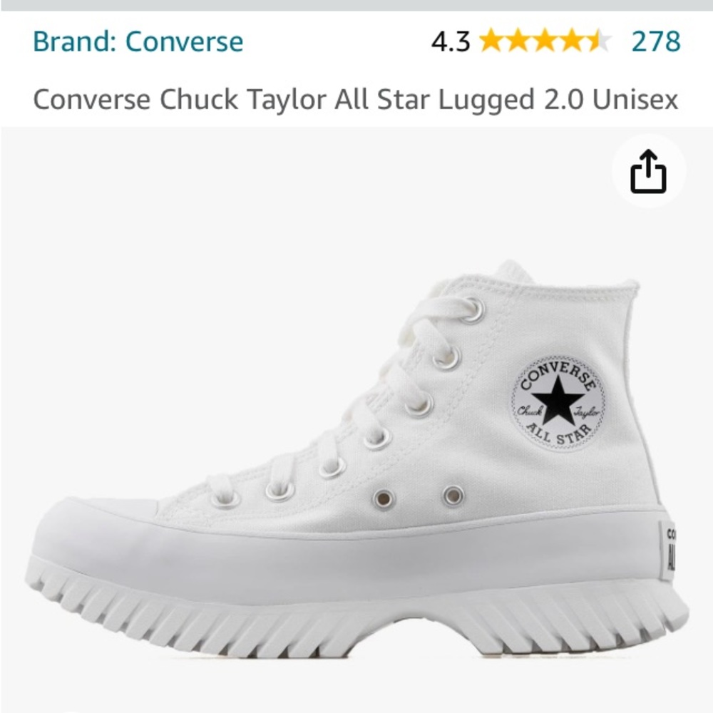 Converse Chuck Taylor All Star Lugged 2.0 White
Shoes Size 9 Women
$62 Size:9